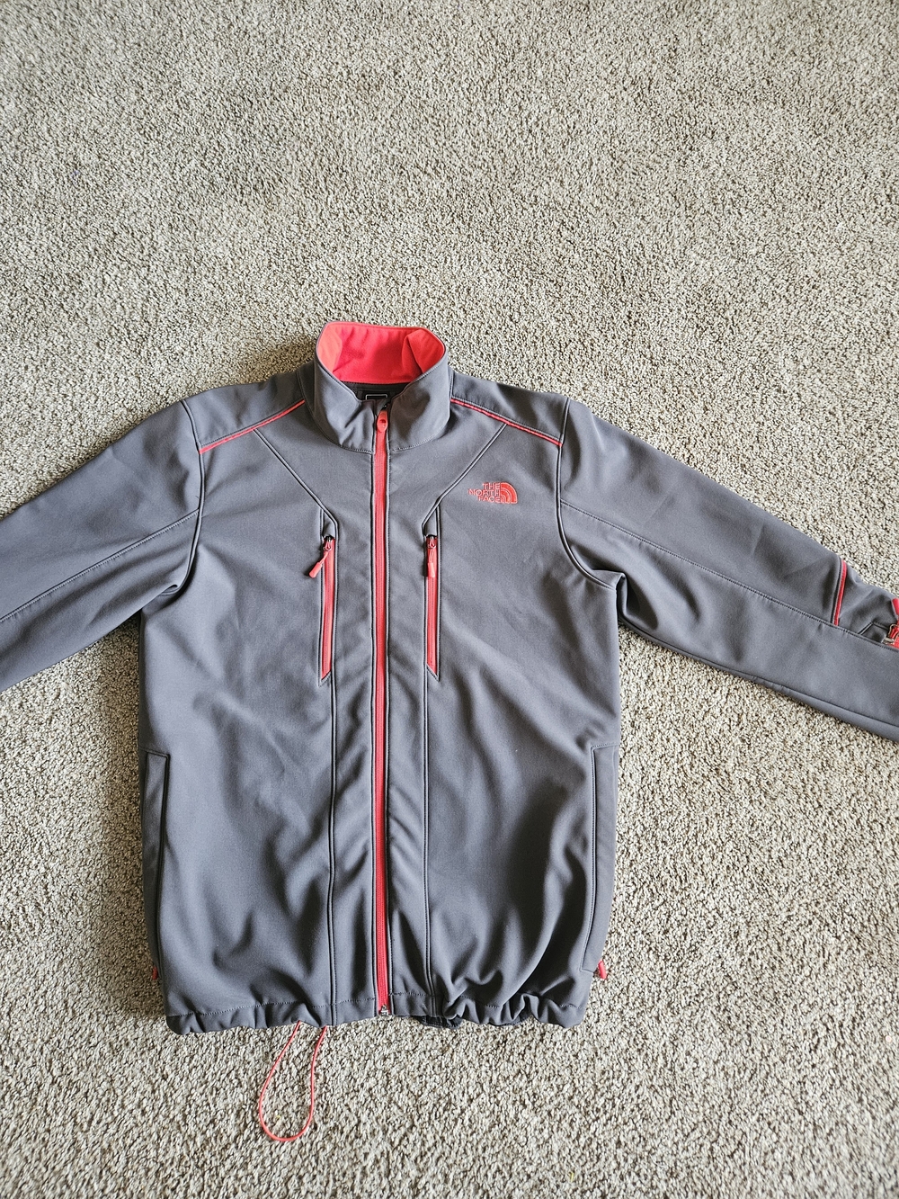 The North Face Men's Gray Softshell Jacket with Pink Trim